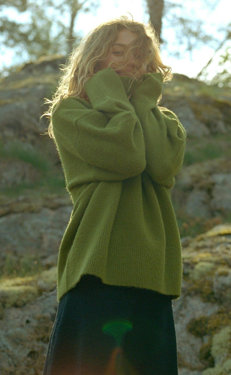 Neo Noir Genser - Naline - Sage Green